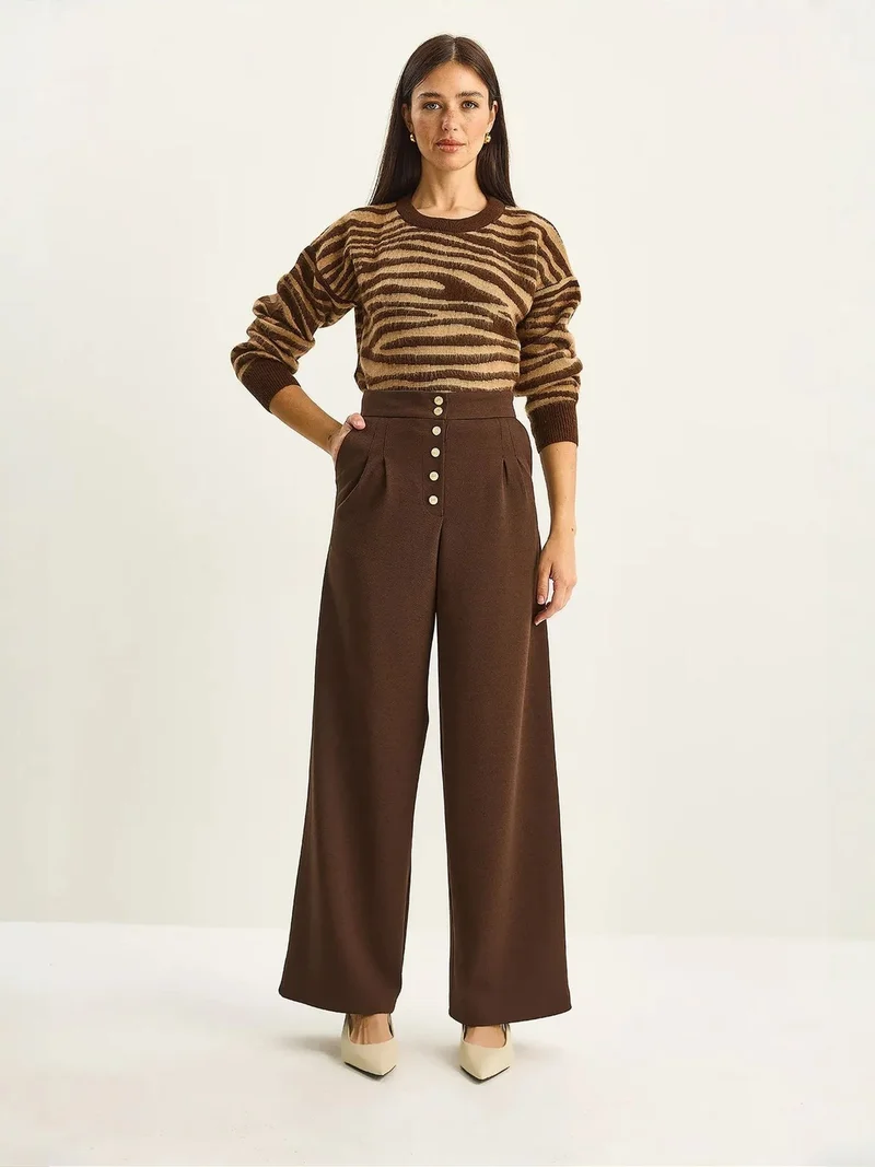 بيانكو لوتشي LUCCI High Waist Wide Leg Palazzo Pants